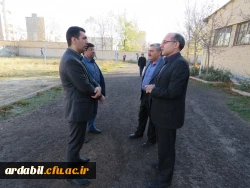 بازدیدآقای دکتر مصلحی مدیر کل محترم طرح، برنامه و بودجه دانشگاه فرهنگیان و هیات همراه از قسمت ها ی ساختمانی، فضای فیزیکی و سالن ورزشی پردیس ها              ی علامه طباطبایی و بنت الهدی صدر اردبیل 4