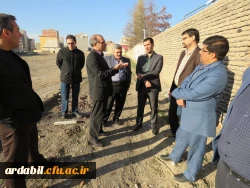 بازدیدآقای دکتر مصلحی مدیر کل محترم طرح، برنامه و بودجه دانشگاه فرهنگیان و هیات همراه از قسمت ها ی ساختمانی، فضای فیزیکی و سالن ورزشی پردیس ها              ی علامه طباطبایی و بنت الهدی صدر اردبیل 7