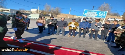 حضور اساتید، کارکنان و دانشجومعلمان مرکز آموزش عالی آزادگان نیر در آئین استقبال و تشییع پیکر مطهر مدافع حرم سردار شهید «حسن اکبری»